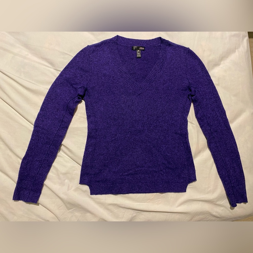 Aqua Cashmere Bloomingdale’s 100% Cashmere V-Neck Sweater Size M/L